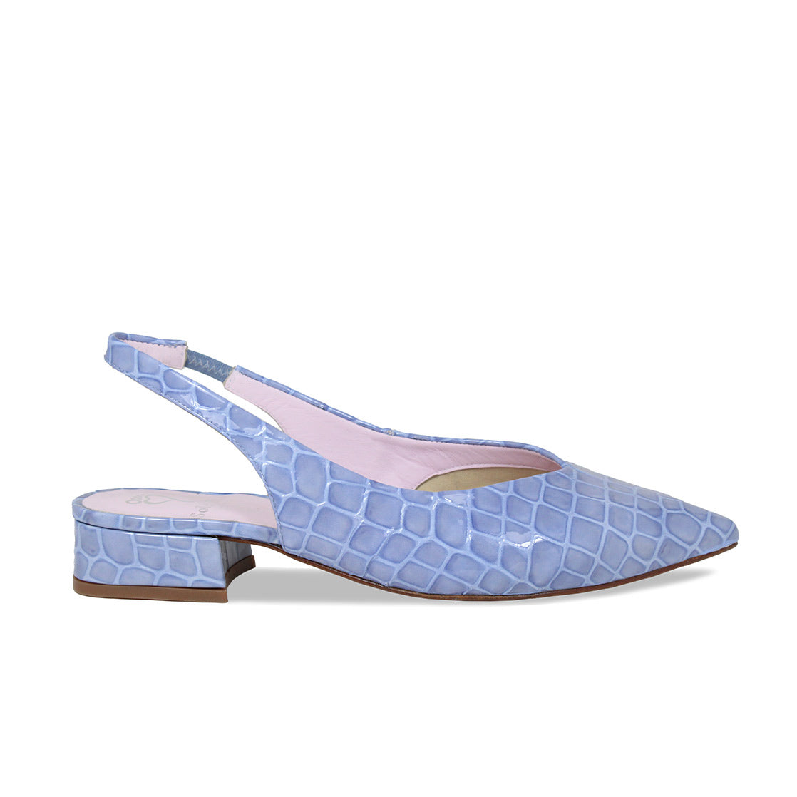 Sienna: Pale Blue Croc - Sling-Back Flats for Bunions | Sole Bliss