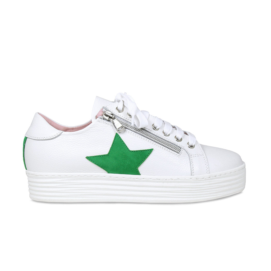 Star: White Leather & Emerald Suede