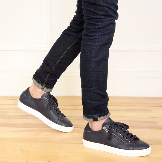 MEN'S Stride: Navy Leather Shoes Sole Bliss