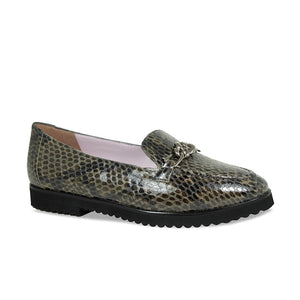 Tamara: Khaki Snake Print Leather Shoes Sole Bliss
