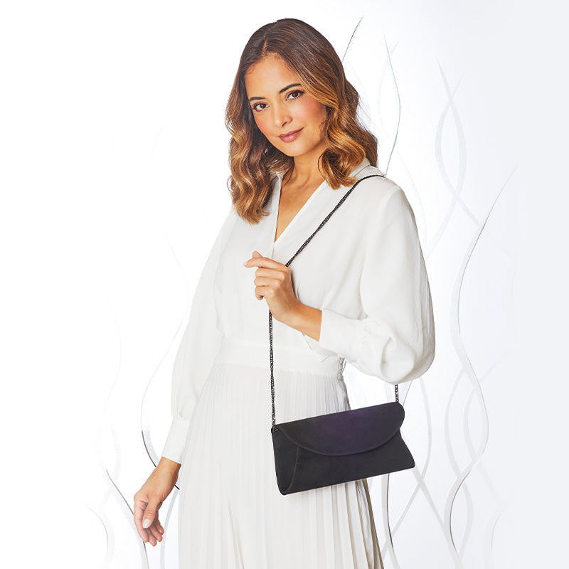 Jenna: Black Suede Bags Sole Bliss