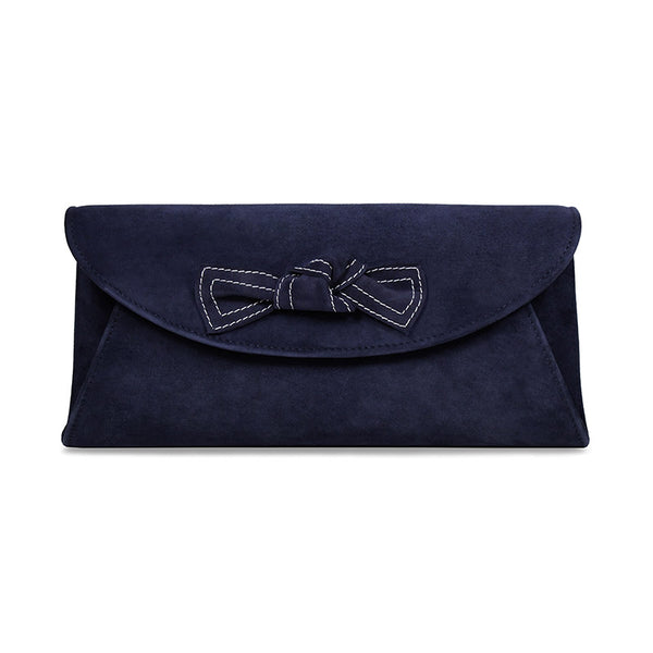 Jenna Kat Navy Suede Envelope Clutch Bag Sole Bliss